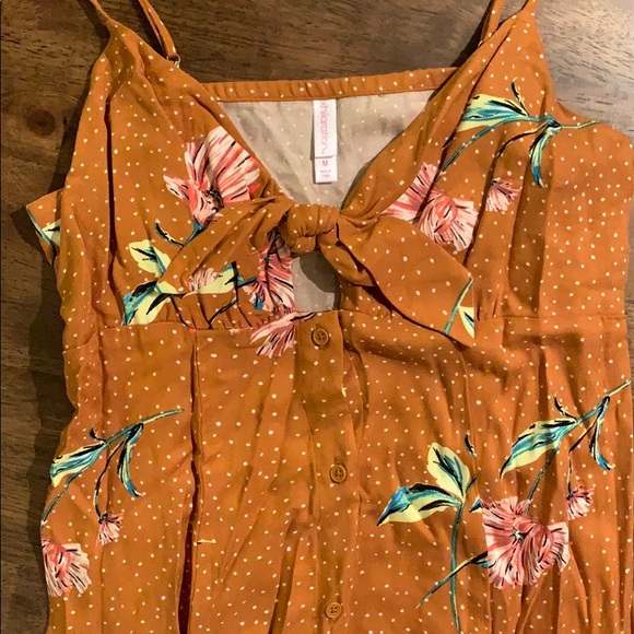 Floral Button Up Mustard Dress - Picture 3 of 8